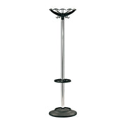 Coat & umbrella stand with 10 coat hooks and 8 umbrella hooks 1730mm high - black/chrome - view 1