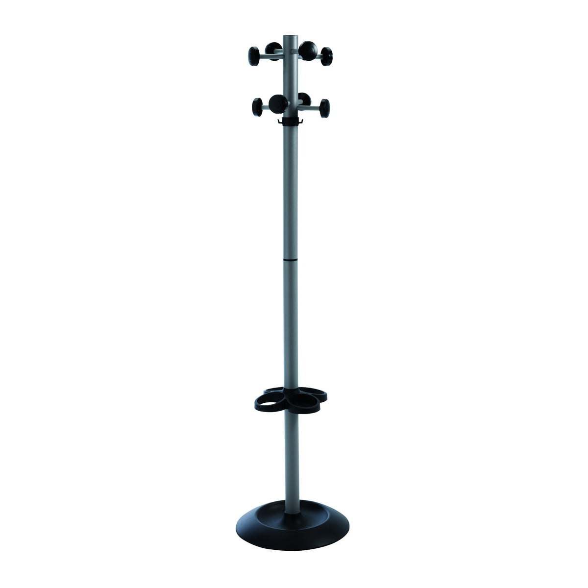 Coat & umbrella stand with 8 coat hooks and 8 umbrella hooks 1730mm high - black - view 1