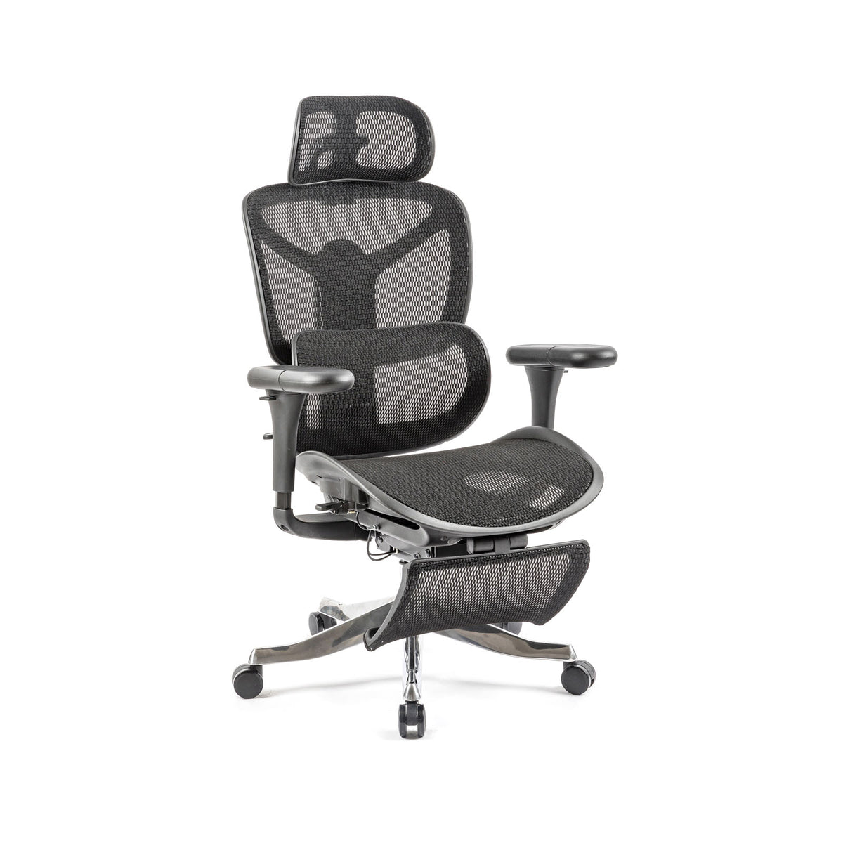 Poise mesh executive chair with headrest, footrest & adjustable arms - view 1