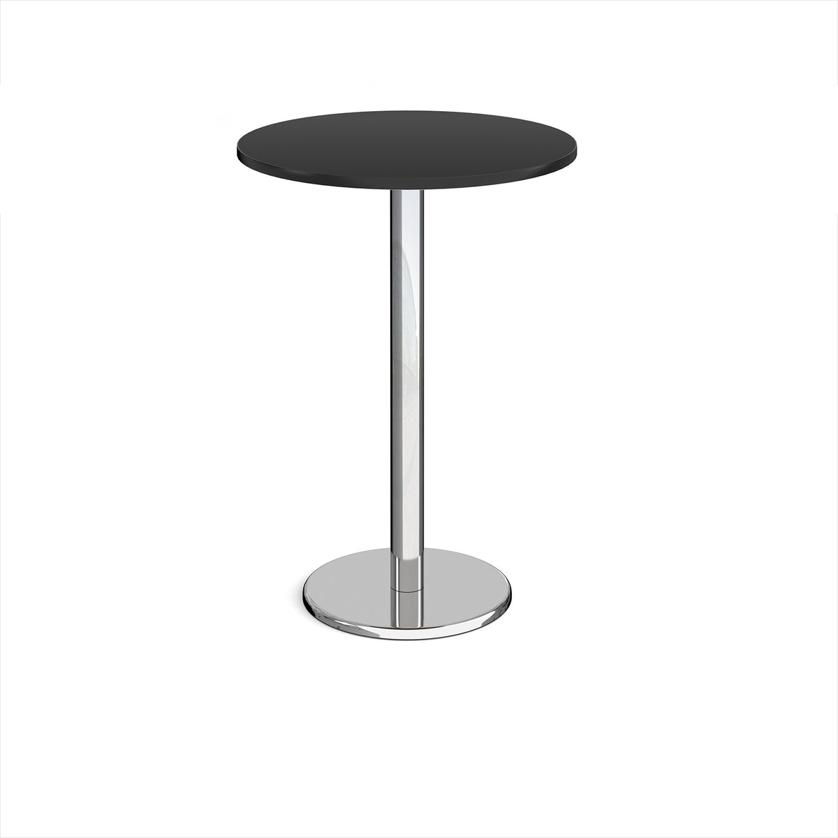 Pisa circular poseur table with round chrome base 800mm -  Black - view 1