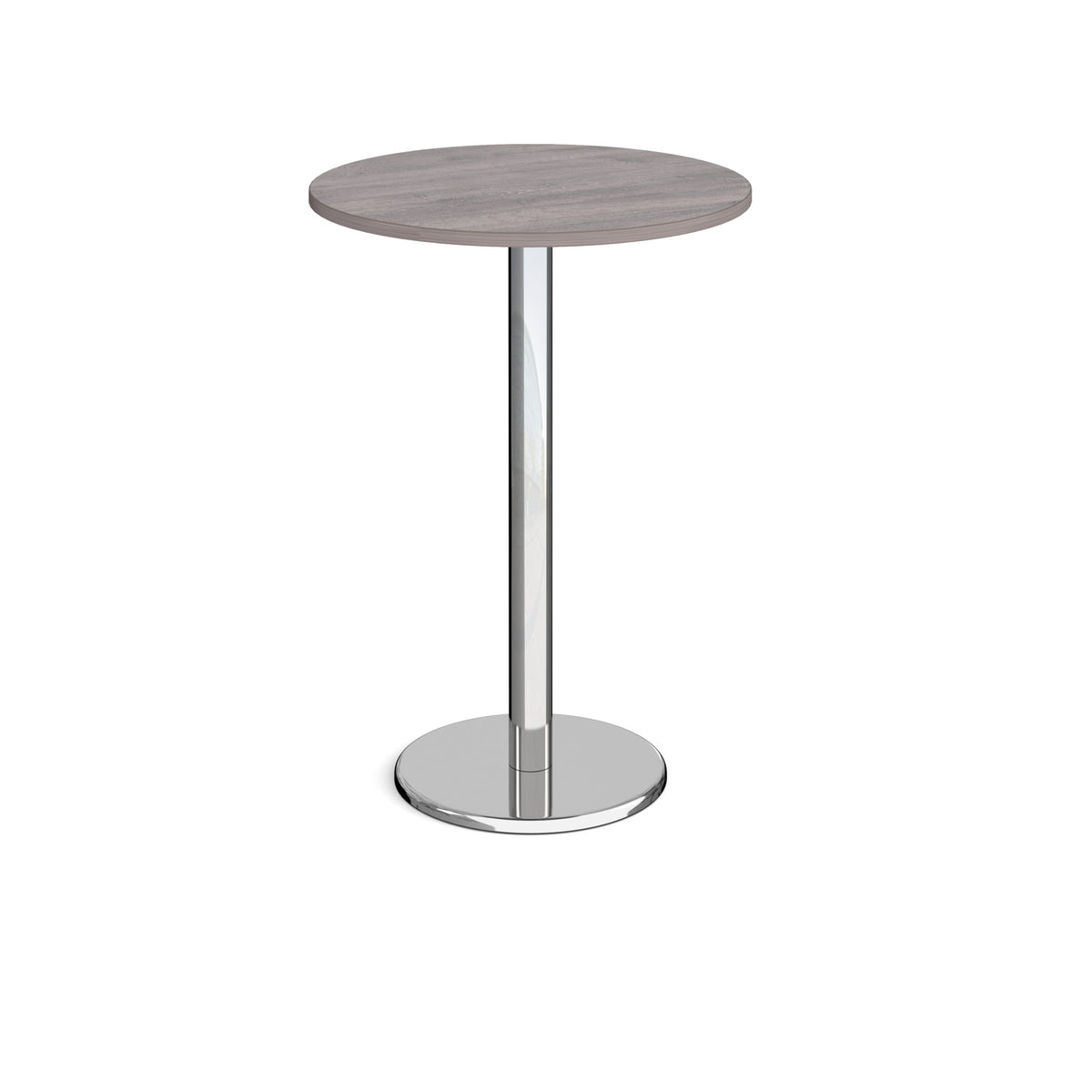 Pisa circular poseur table with round chrome base 800mm - Grey Oak - view 1