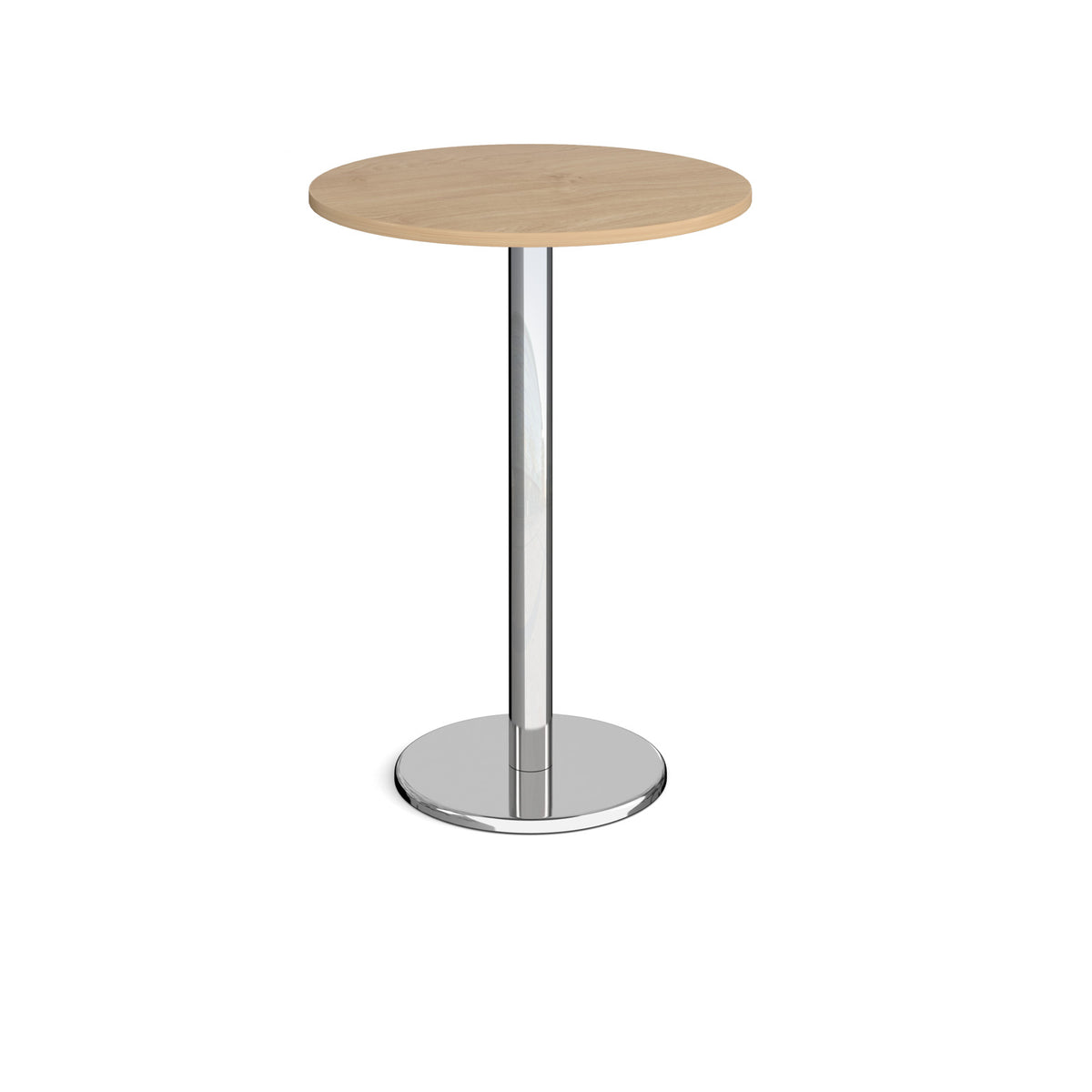 Pisa circular poseur table with round chrome base 800mm - Kendal oak - view 1