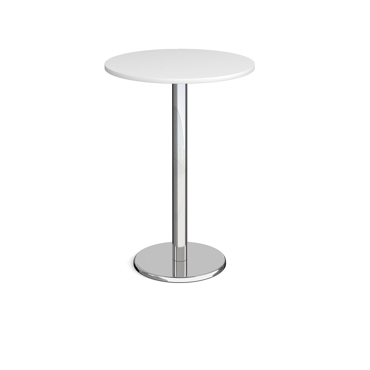 Pisa circular poseur table with round chrome base 800mm - white - view 1