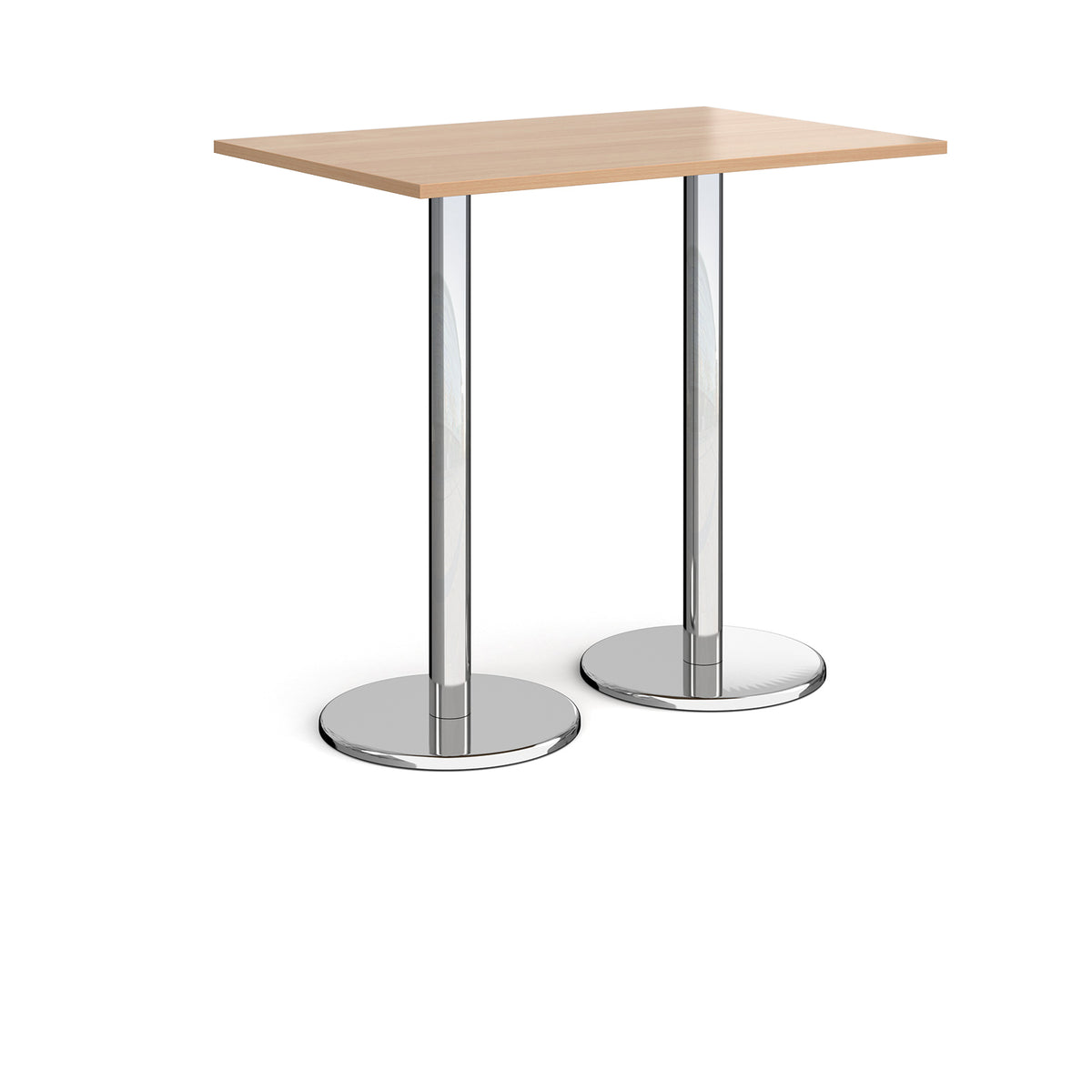Pisa rectangular poseur table with round chrome bases 1200mm x 800mm - Beech - view 1