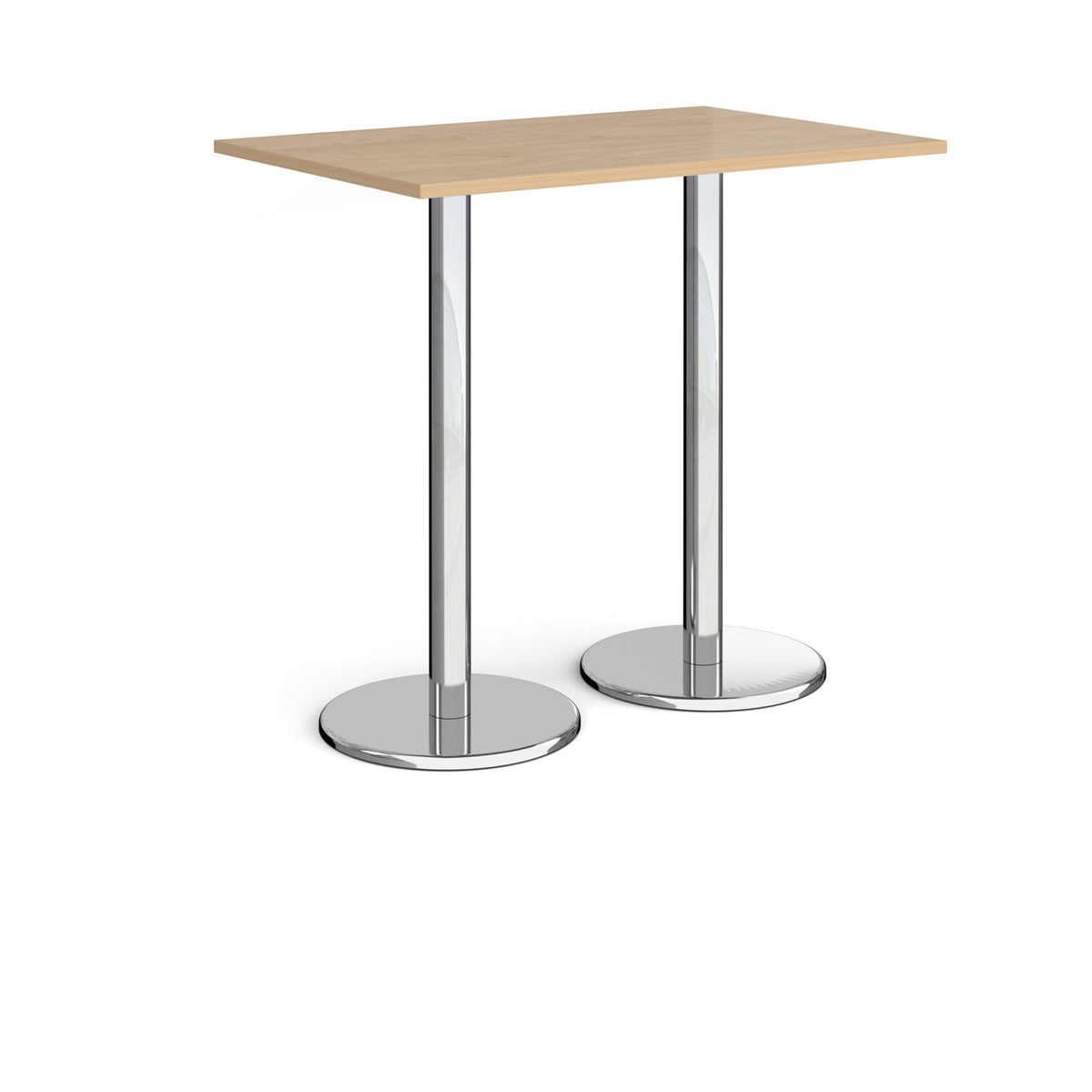 Pisa rectangular poseur table with round chrome bases 1200mm x 800mm - Kendal oak - view 1