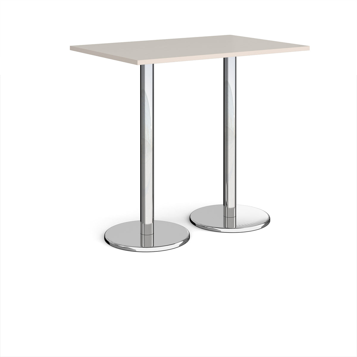 Pisa rectangular poseur table with round chrome bases 1200mm x 800mm - Light Grey - view 1