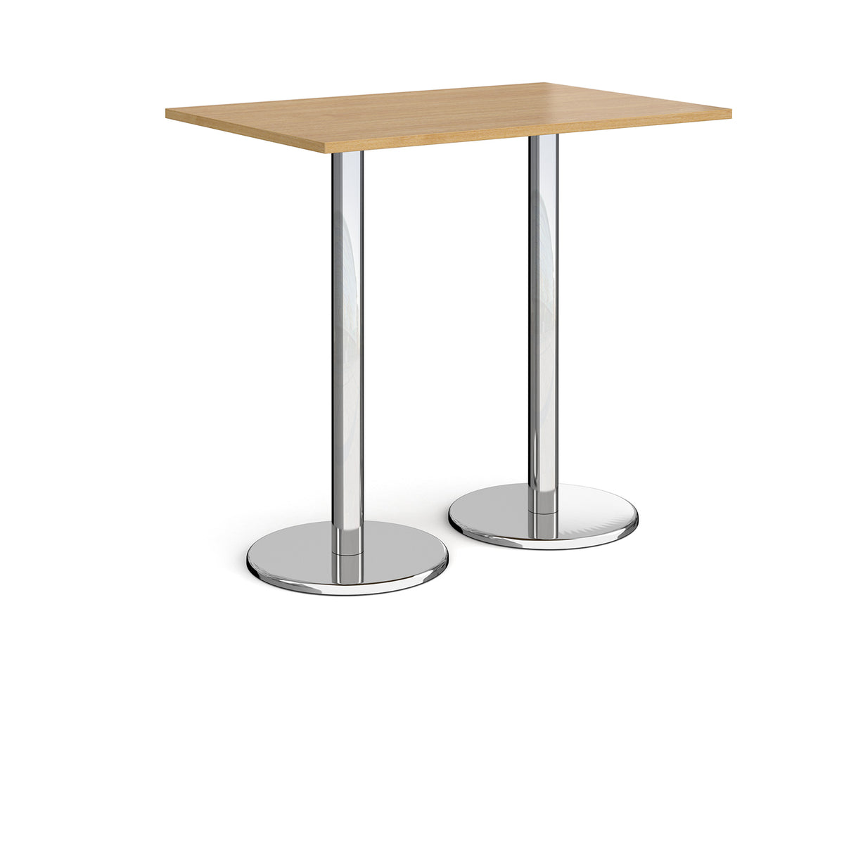Pisa rectangular poseur table with round chrome bases 1200mm x 800mm - oak - view 1