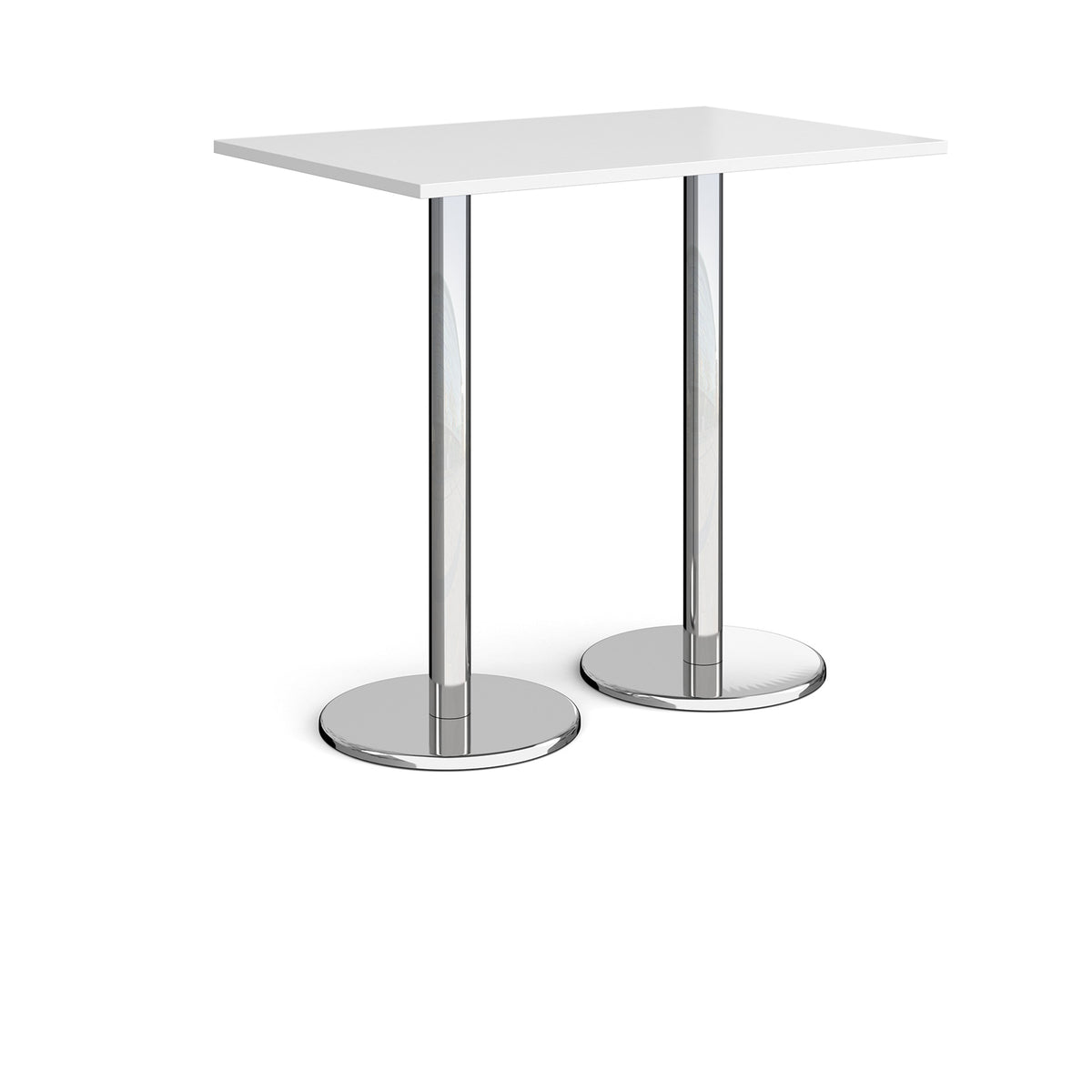 Pisa rectangular poseur table with round chrome bases 1200mm x 800mm - white - view 1