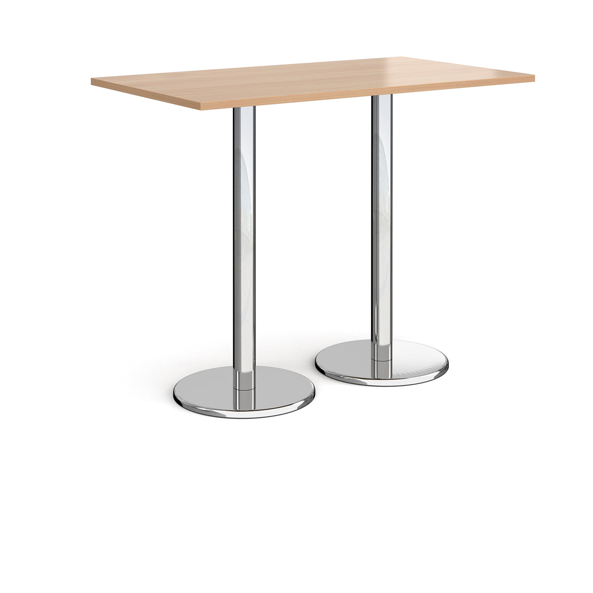 Pisa rectangular poseur table with round chrome bases 1400mm x 800mm - Beech - view 1