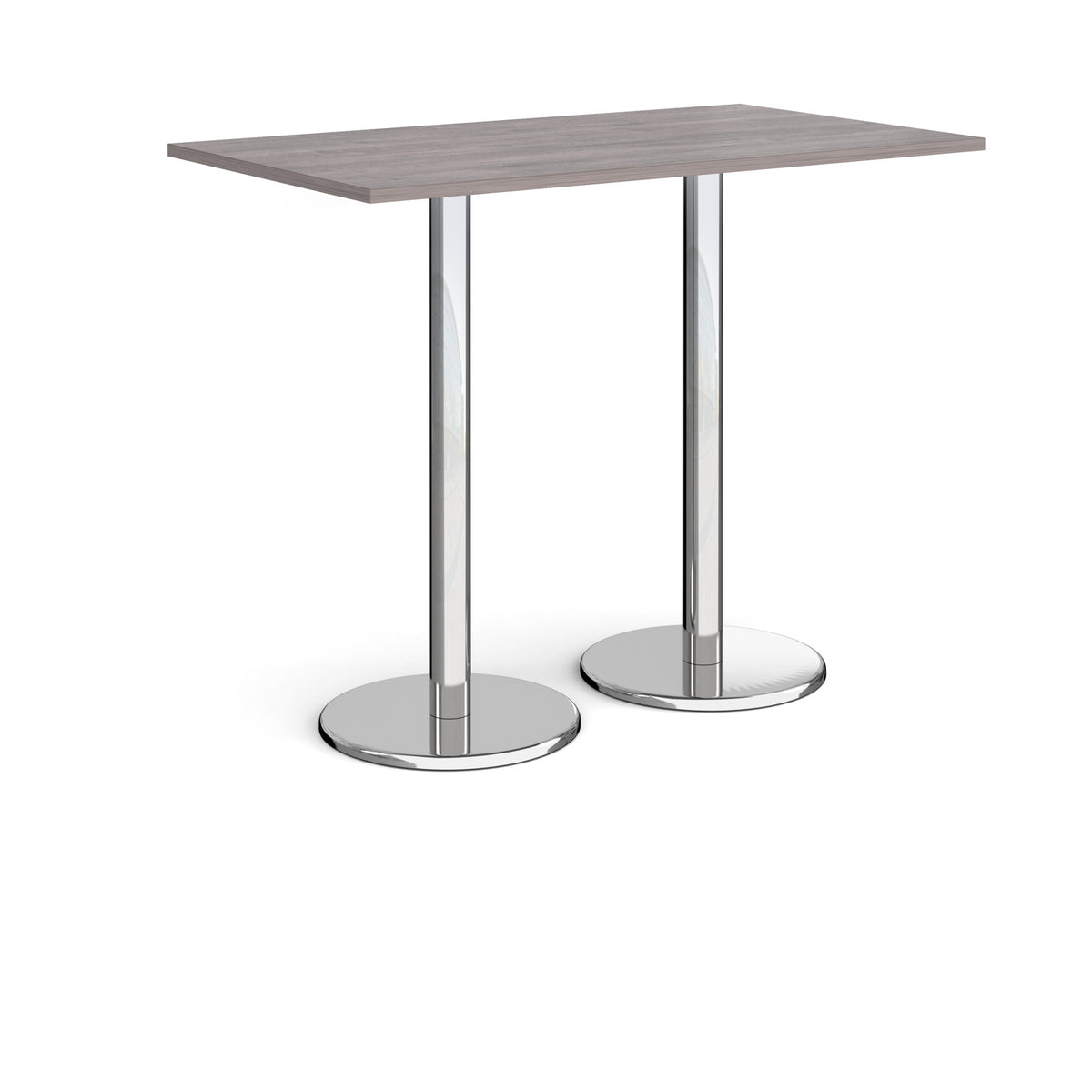 Pisa rectangular poseur table with round chrome bases 1400mm x 800mm - Grey Oak - view 1