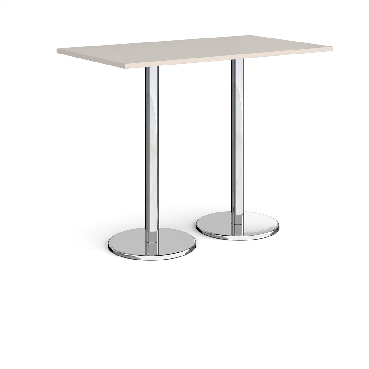 Pisa rectangular poseur table with round chrome bases 1400mm x 800mm - Light Grey - view 1