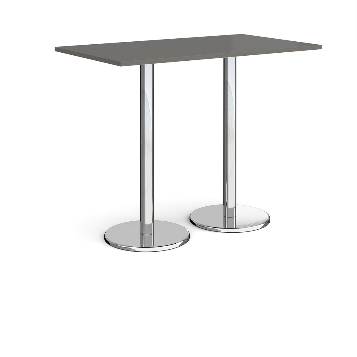 Pisa rectangular poseur table with round chrome bases 1400mm x 800mm - Onyx Grey - view 1