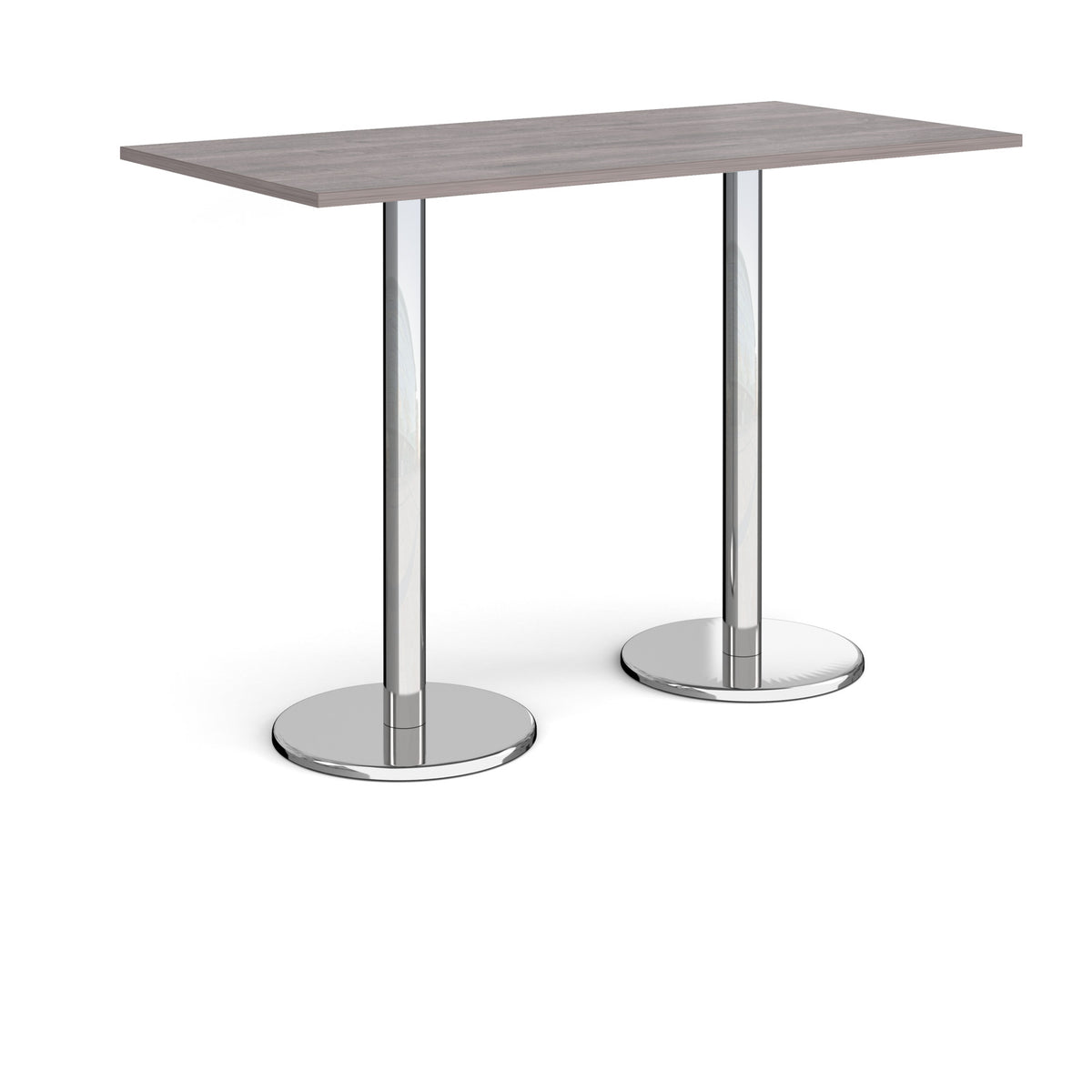 Pisa rectangular poseur table with round chrome bases 1600mm x 800mm - Grey Oak - view 1