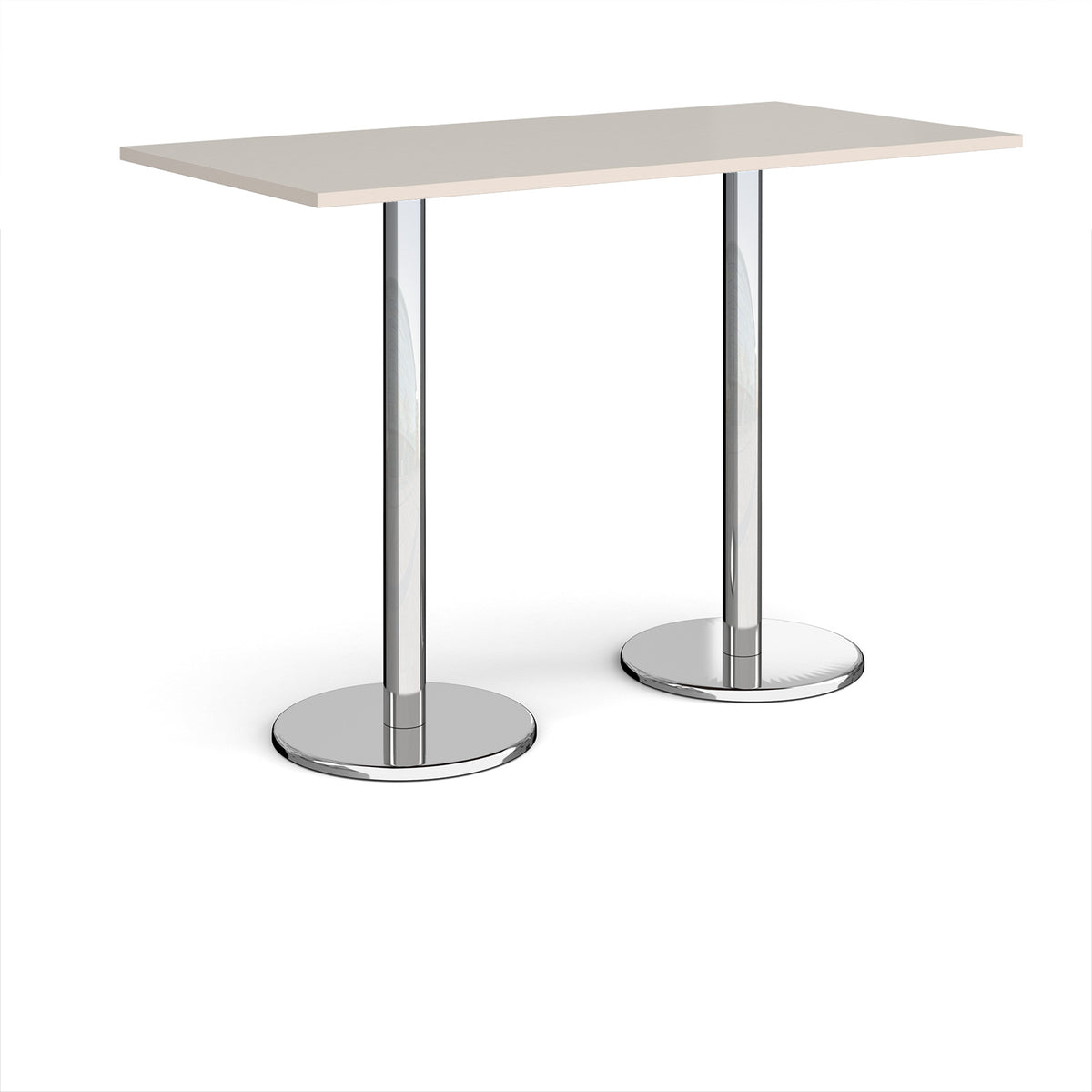 Pisa rectangular poseur table with round chrome bases 1600mm x 800mm - Light Grey - view 1