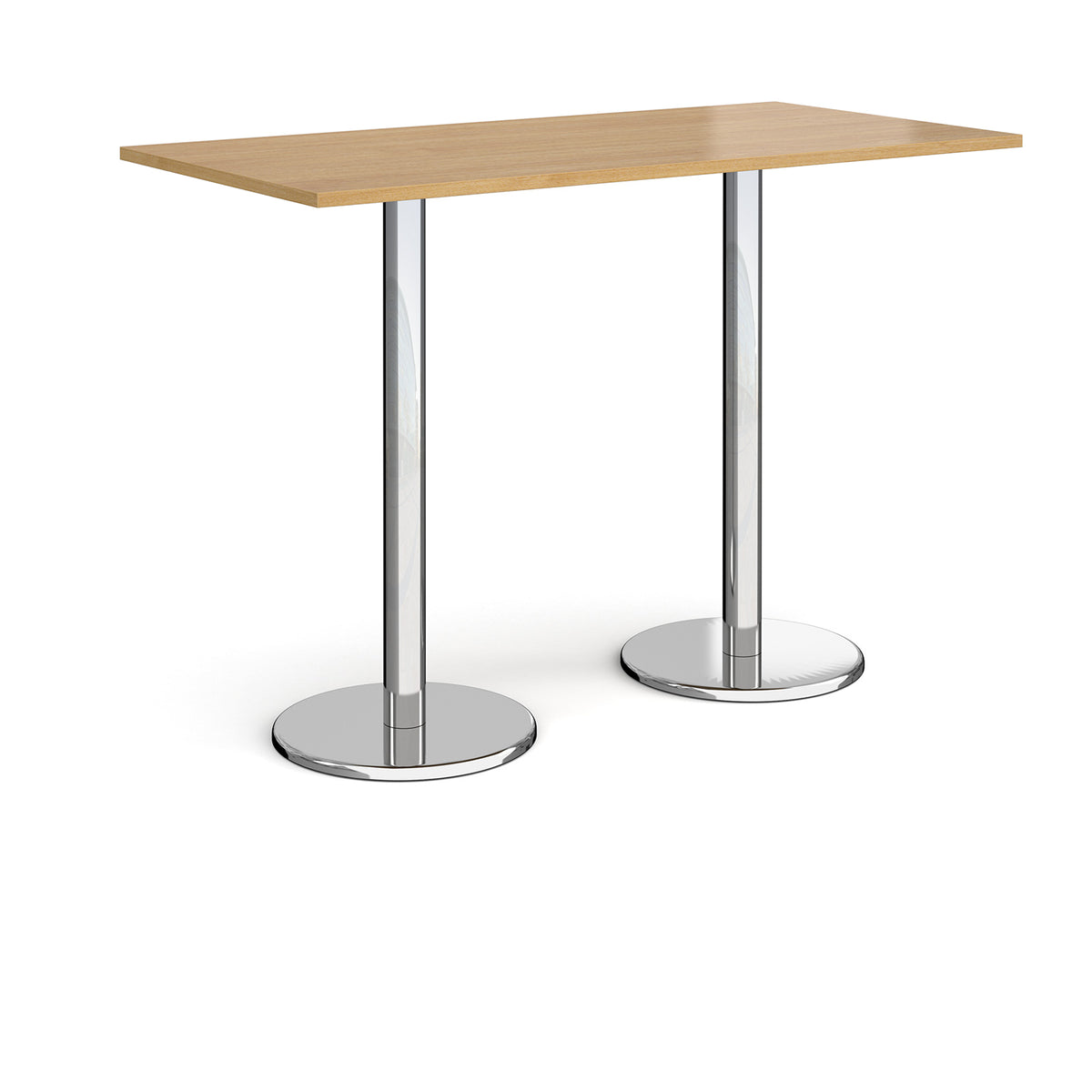 Pisa rectangular poseur table with round chrome bases 1600mm x 800mm - oak - view 1
