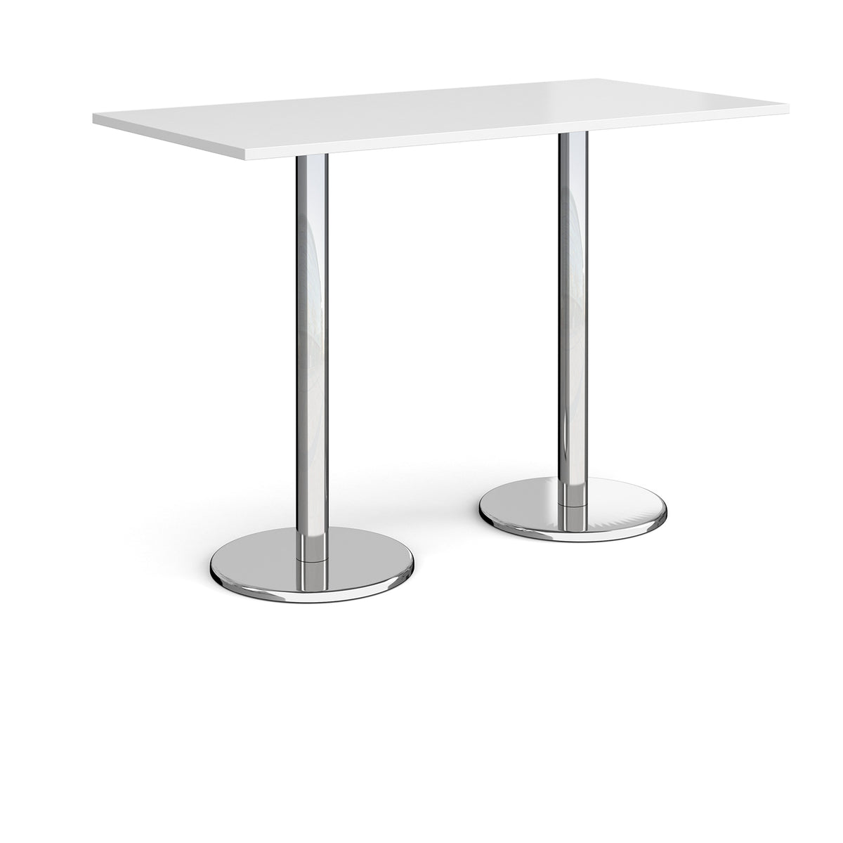 Pisa rectangular poseur table with round chrome bases 1600mm x 800mm - white - view 1