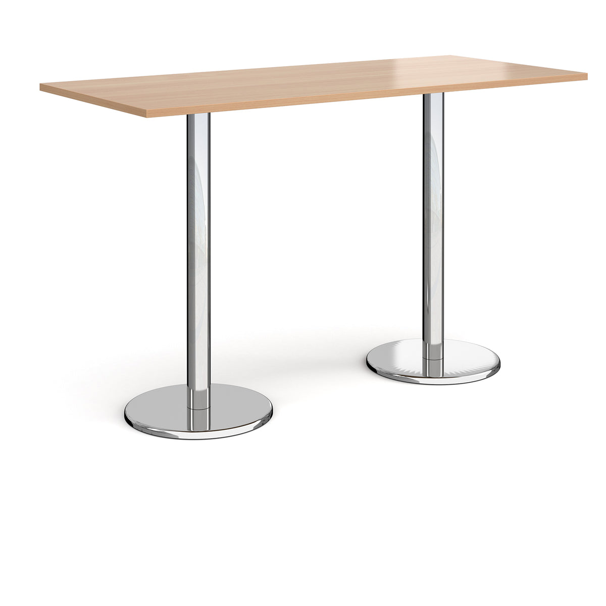 Pisa rectangular poseur table with round chrome bases 1800mm x 800mm - Beech - view 1