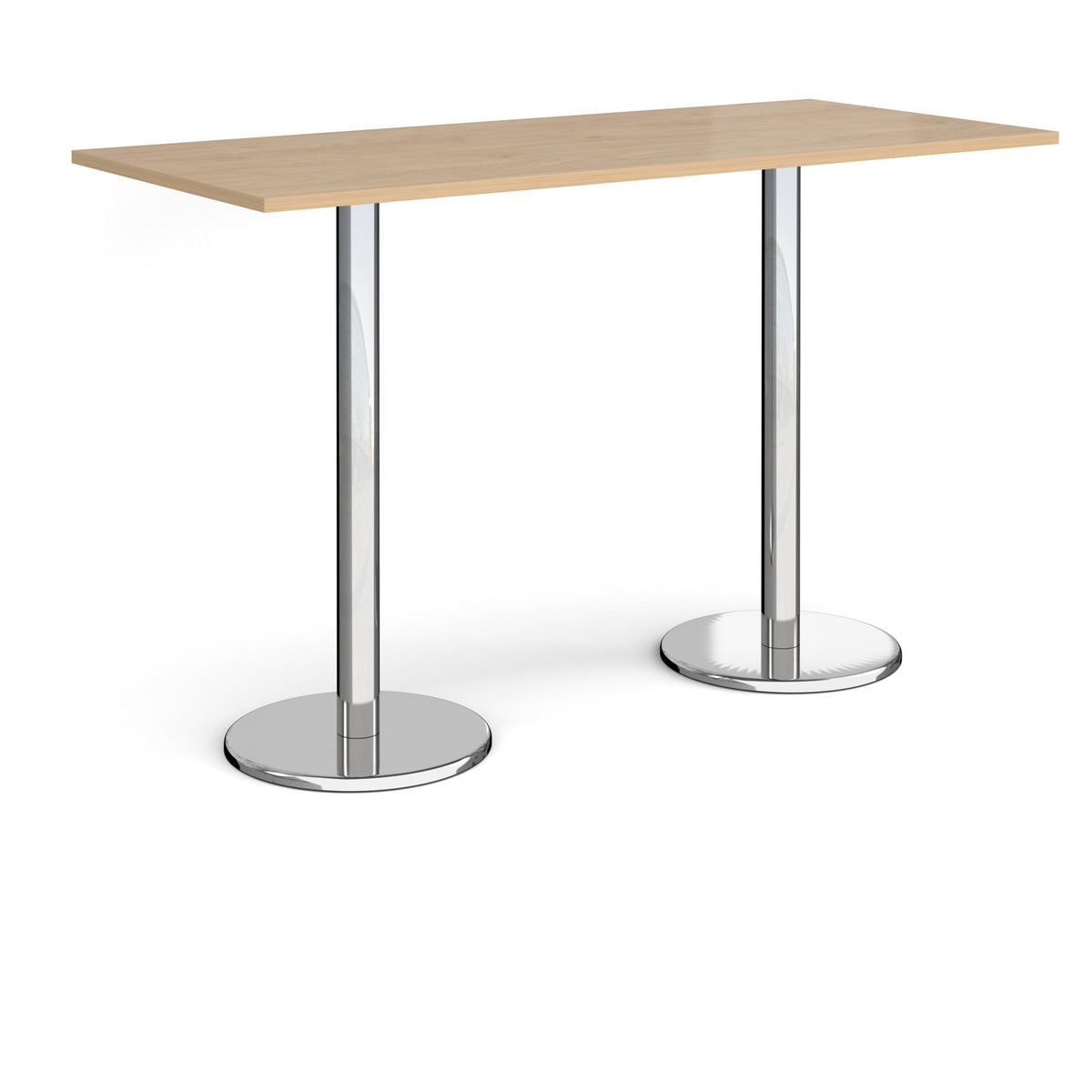 Pisa rectangular poseur table with round chrome bases 1800mm x 800mm - Kendal oak - view 1