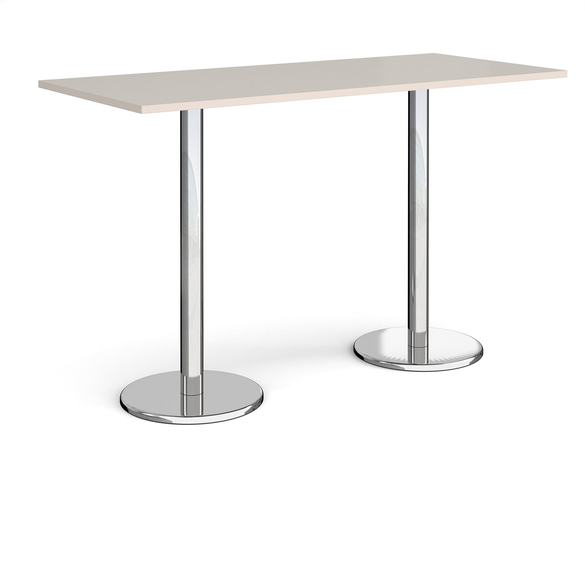 Pisa rectangular poseur table with round chrome bases 1800mm x 800mm - Light Grey - view 1