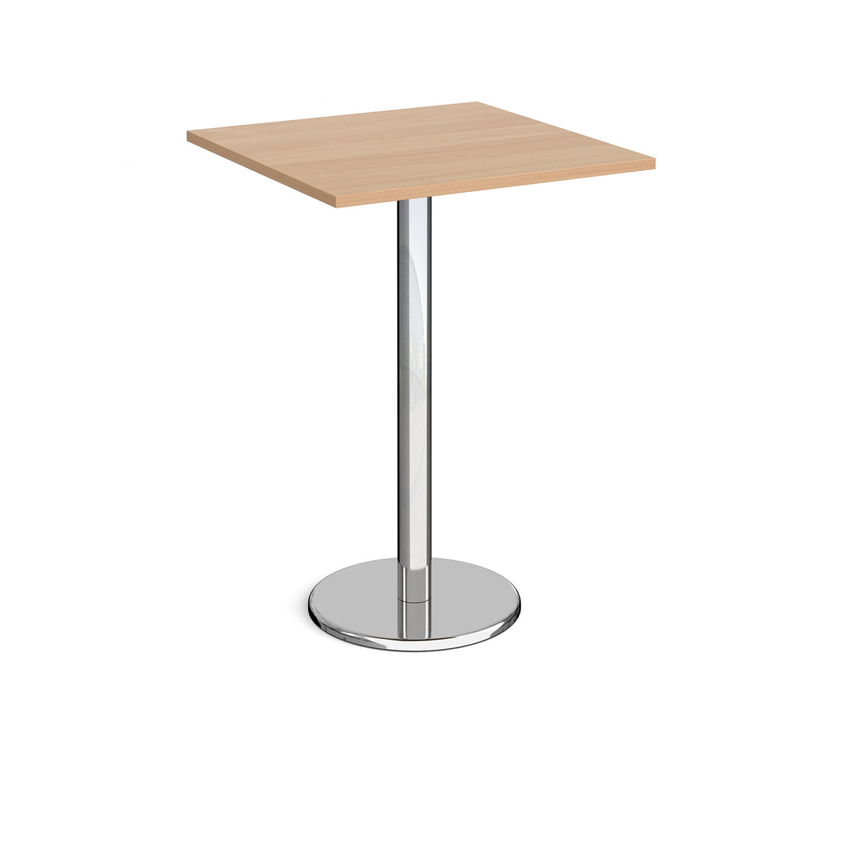 Pisa square poseur table with round chrome base 800mm - Beech - view 1