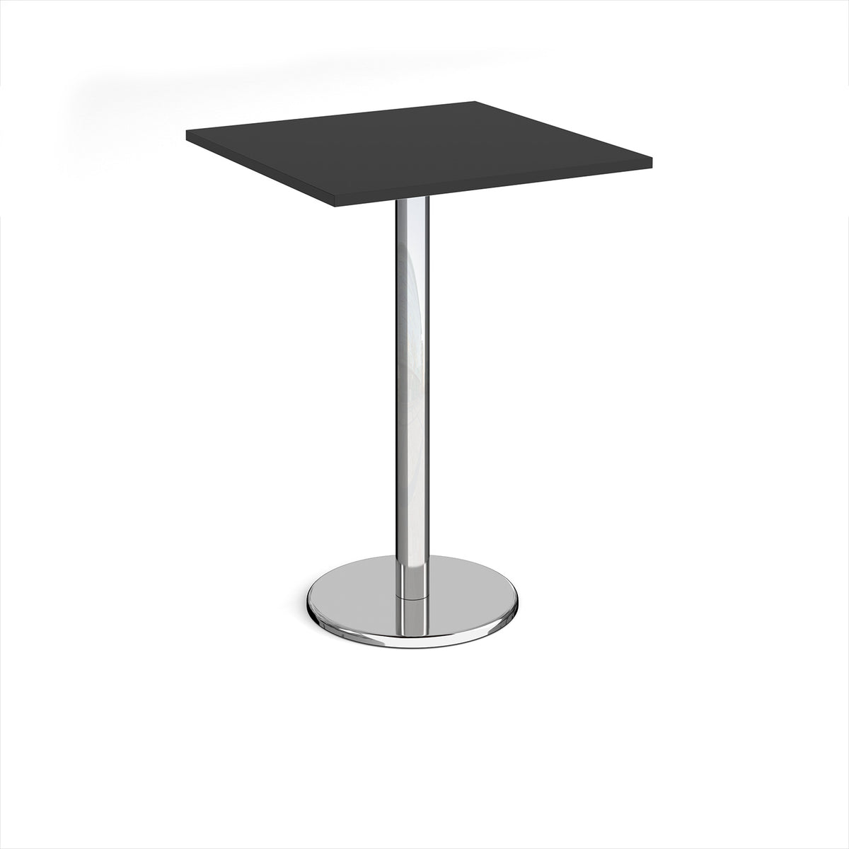 Pisa square poseur table with round chrome base 800mm -  Black - view 1