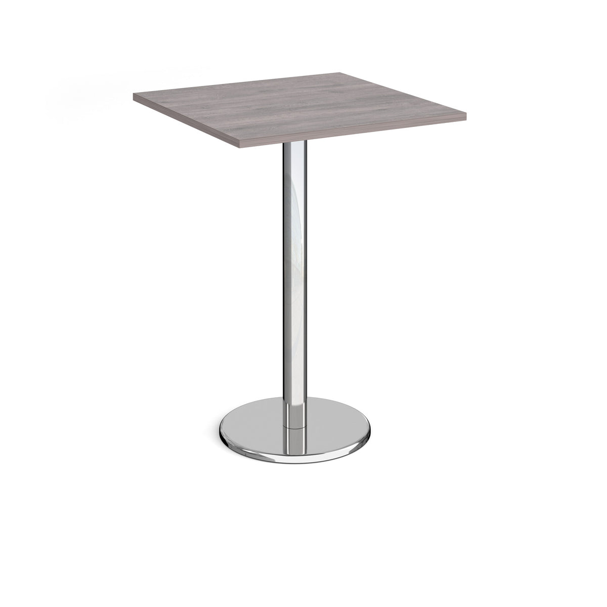 Pisa square poseur table with round chrome base 800mm - Grey Oak - view 1