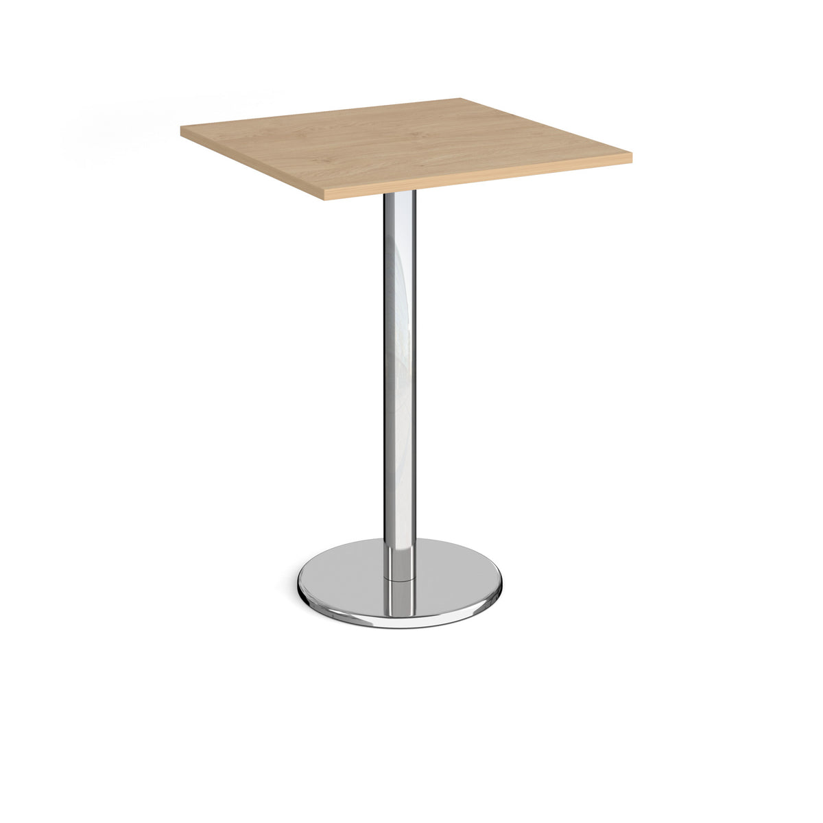 Pisa square poseur table with round chrome base 800mm - Kendal oak - view 1