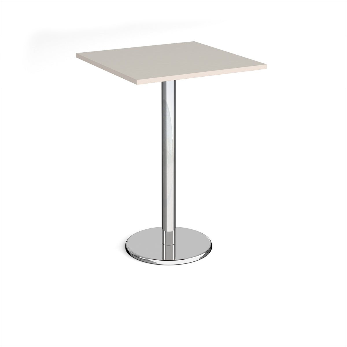 Pisa square poseur table with round chrome base 800mm - Light Grey - view 1