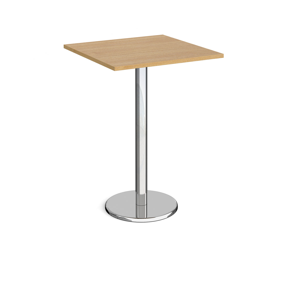 Pisa square poseur table with round chrome base 800mm - oak - view 1
