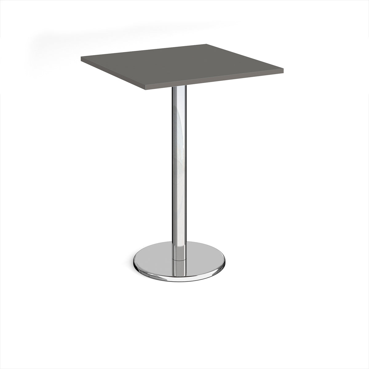 Pisa square poseur table with round chrome base 800mm - Onyx Grey - view 1