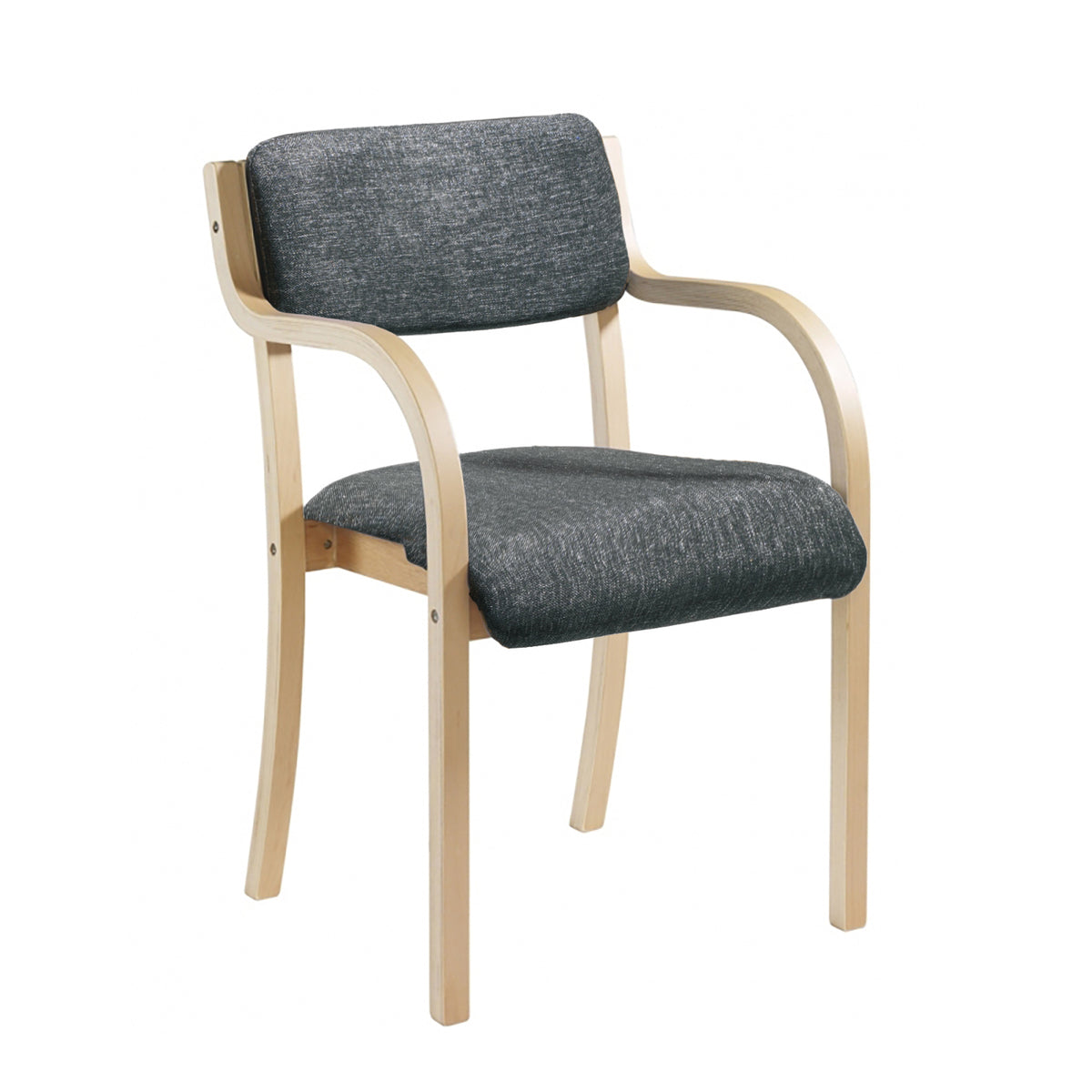 Prague wooden conference chair with double arms - charcoal - view 1