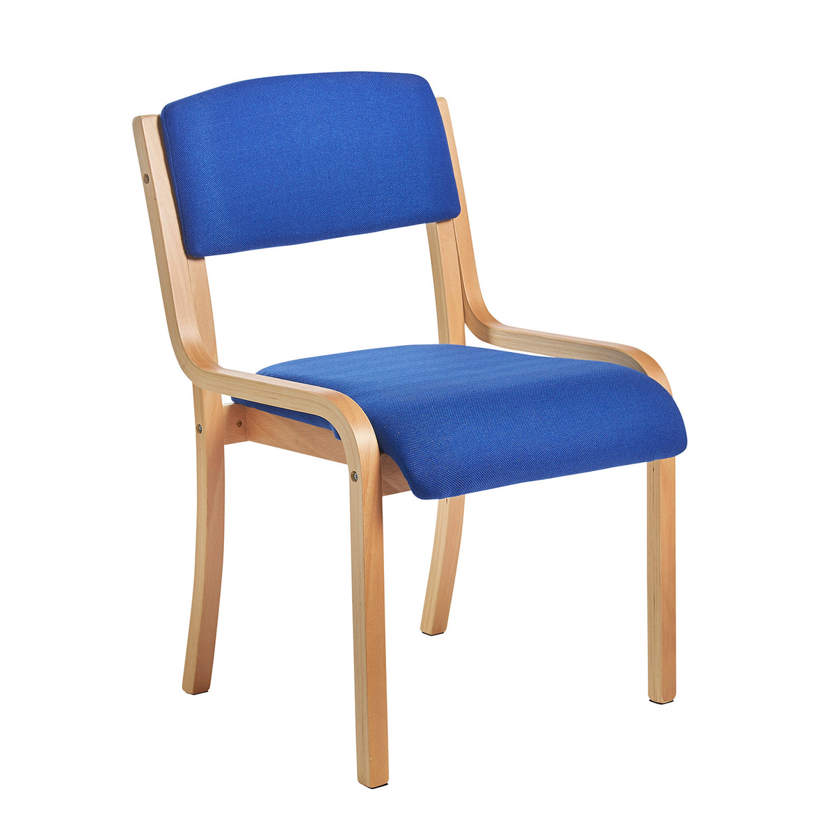 Prague wooden conference chair with no arms - blue - view 1