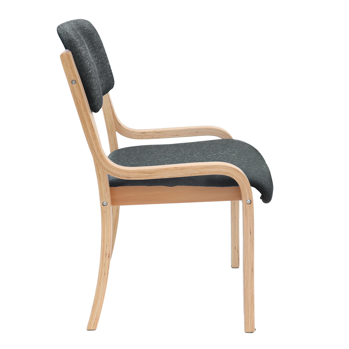 Prague wooden conference chair with no arms - charcoal - view 3