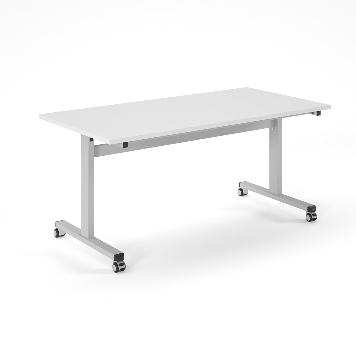 Pro Flip Rectangular Table 1600 x 800, Silver Frame, White Top - view 1