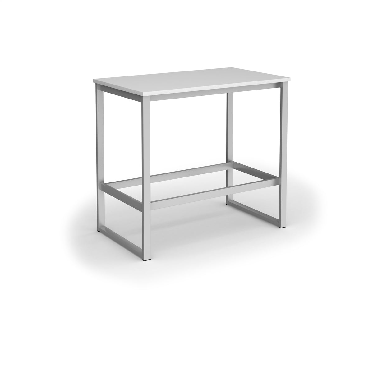 Otto Poseur benching solution dining table 1200mm wide  - silver frame, White Top - view 1