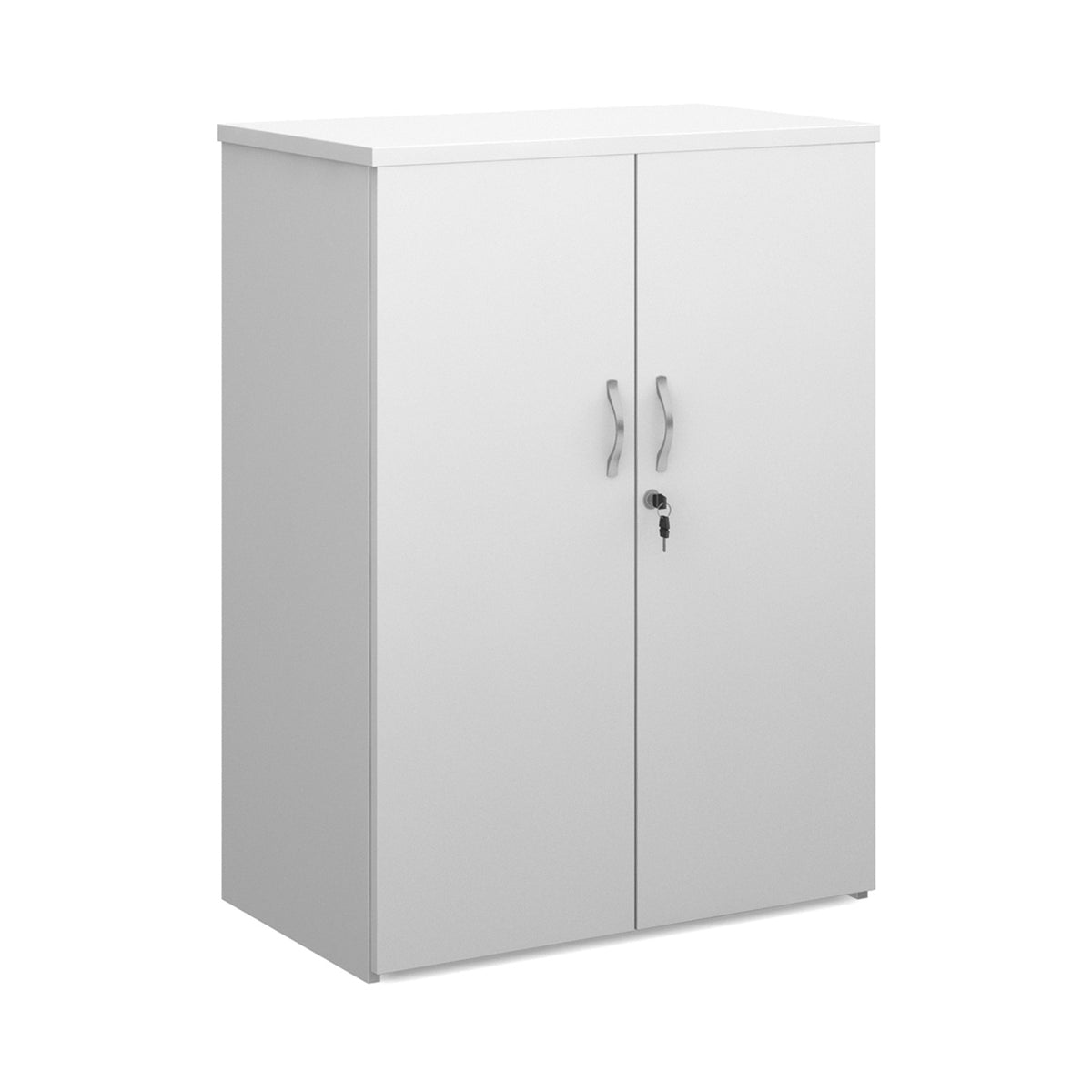 Duo double door cupboard 1090mm high with 2 shelves - white - view 1