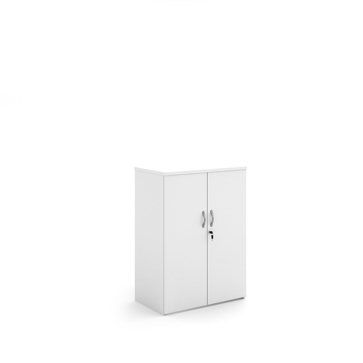 Universal double door cupboard 1090mm high with 2 shelves - white - view 1