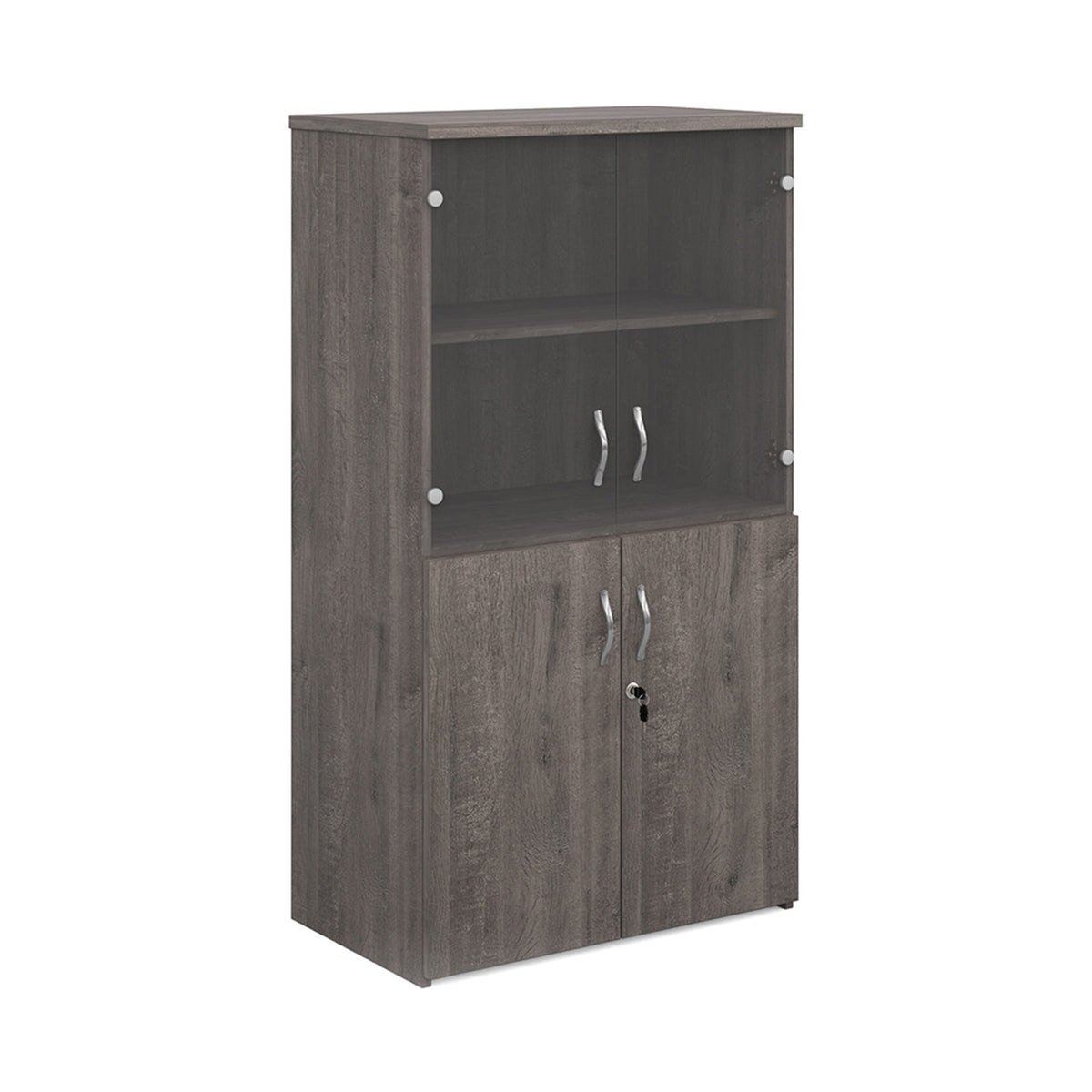 Universal combination unit with glass upper doors 1440mm high with 3 shelves - Grey Oak - view 1