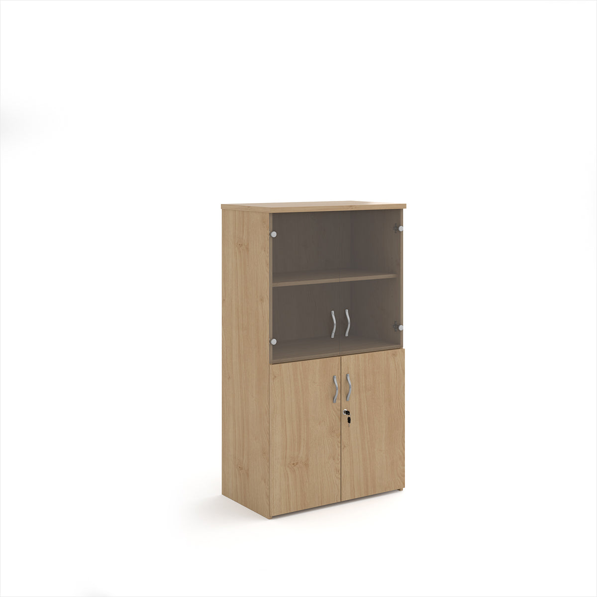 Universal combination unit with glass upper doors 1440mm high with 3 shelves - Kendal Oak - view 1