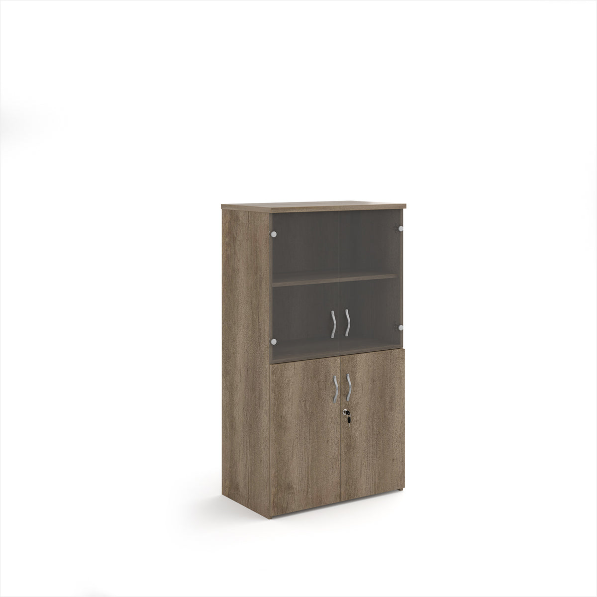 Universal combination unit with glass upper doors 1440mm high with 3 shelves - Nebraska Oak - view 1