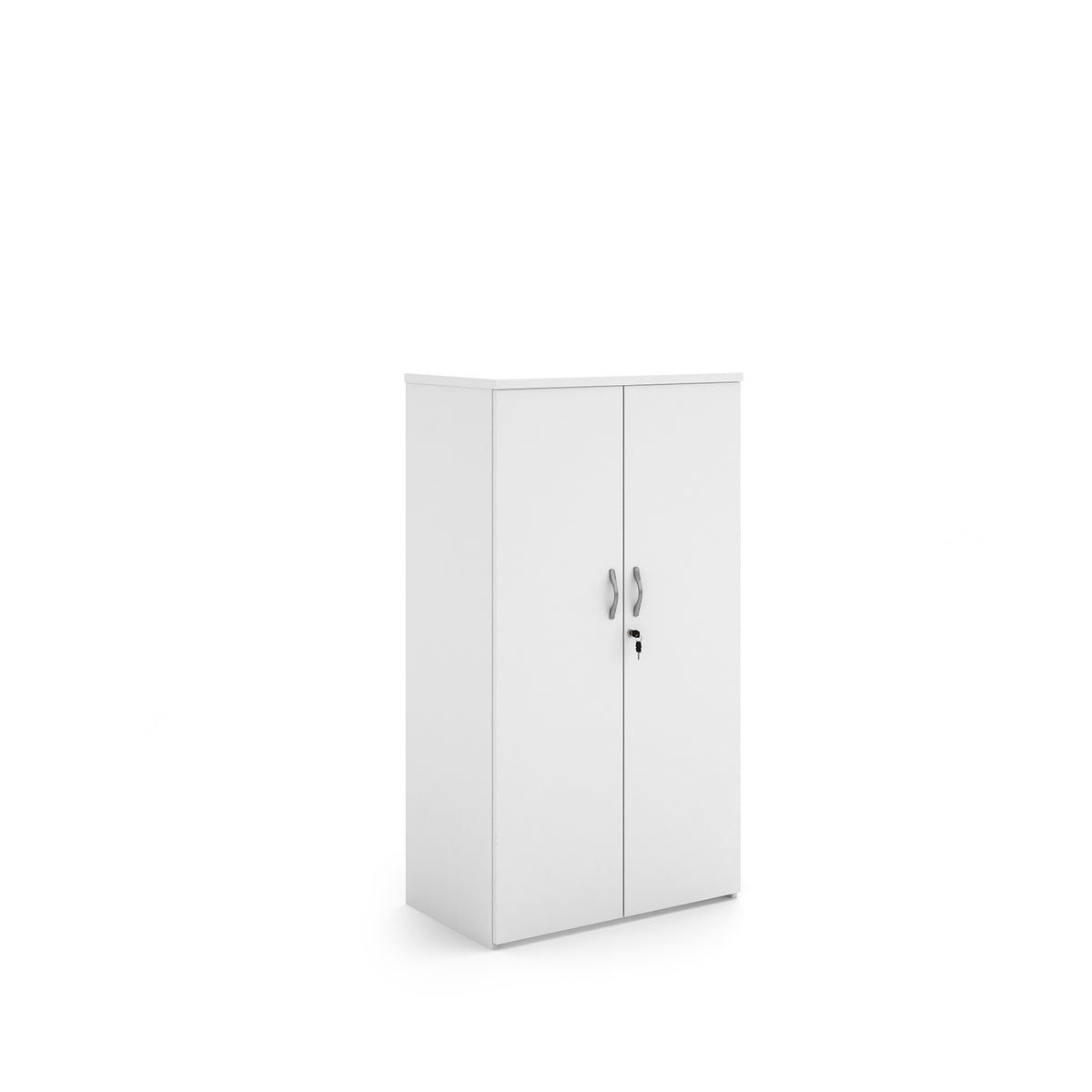 Universal double door cupboard 1440mm high with 3 shelves - white - view 1
