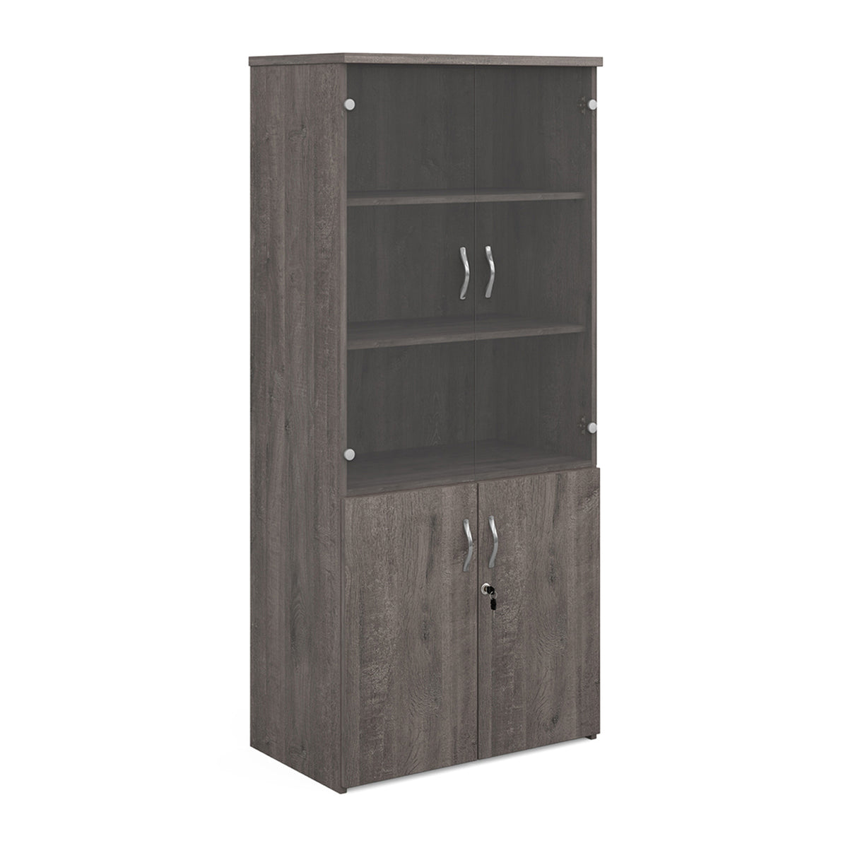 Universal combination unit with glass upper doors 1790mm high with 4 shelves - Grey Oak - view 1