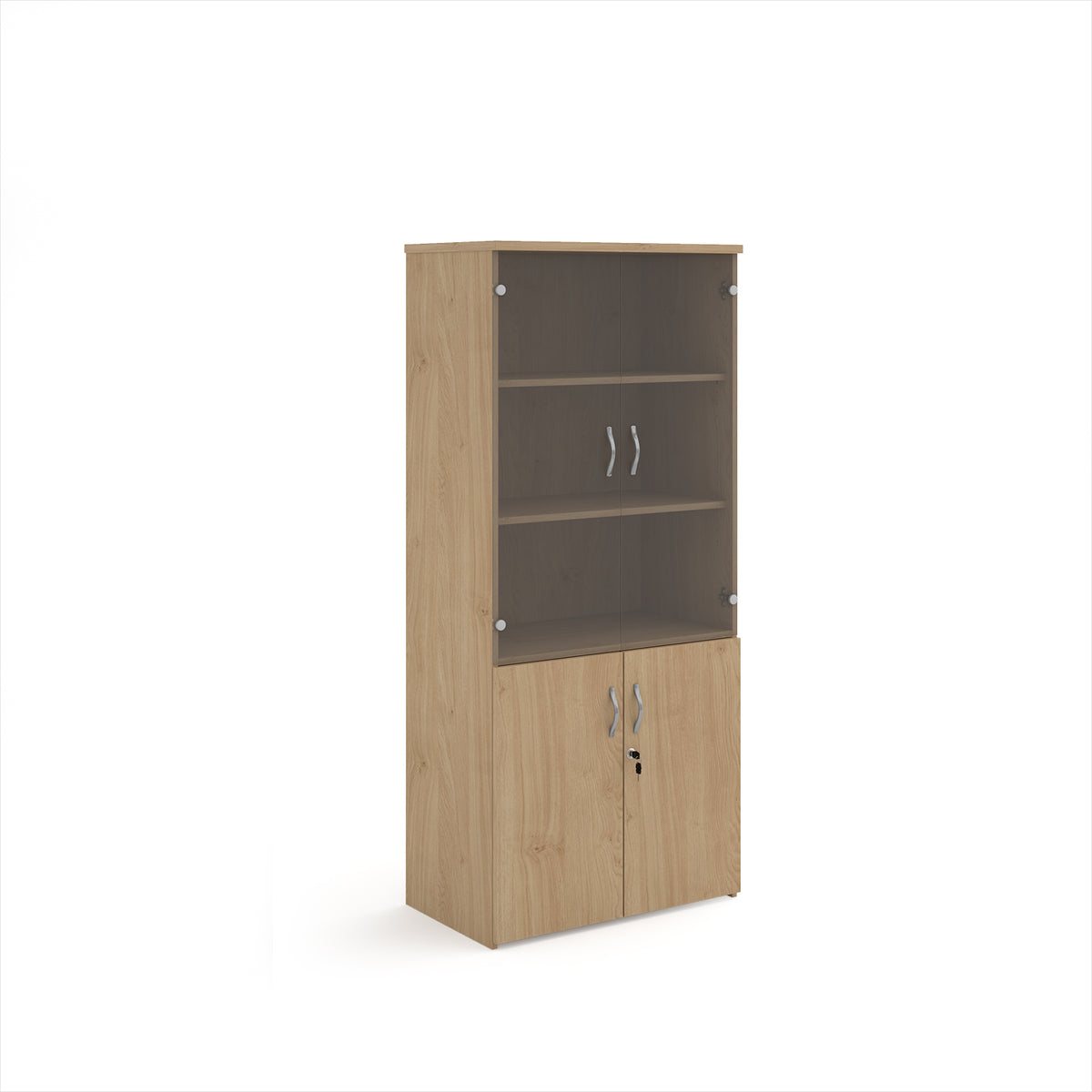 Universal combination unit with glass upper doors 1790mm high with 4 shelves - Kendal Oak - view 1