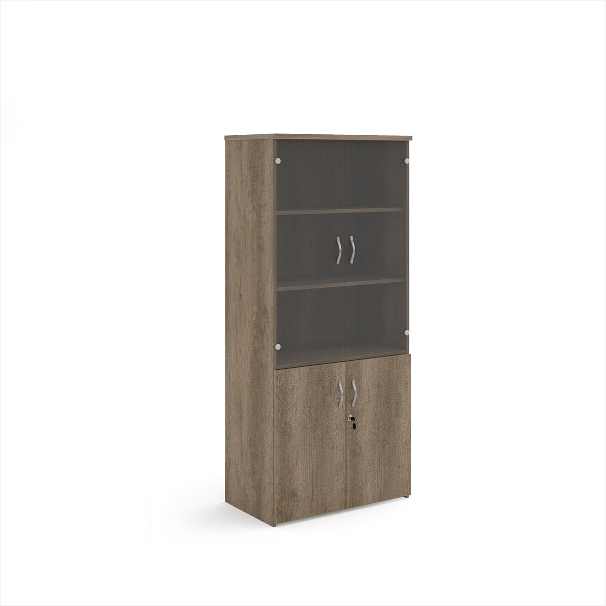 Universal combination unit with glass upper doors 1790mm high with 4 shelves - Nebraska Oak - view 1