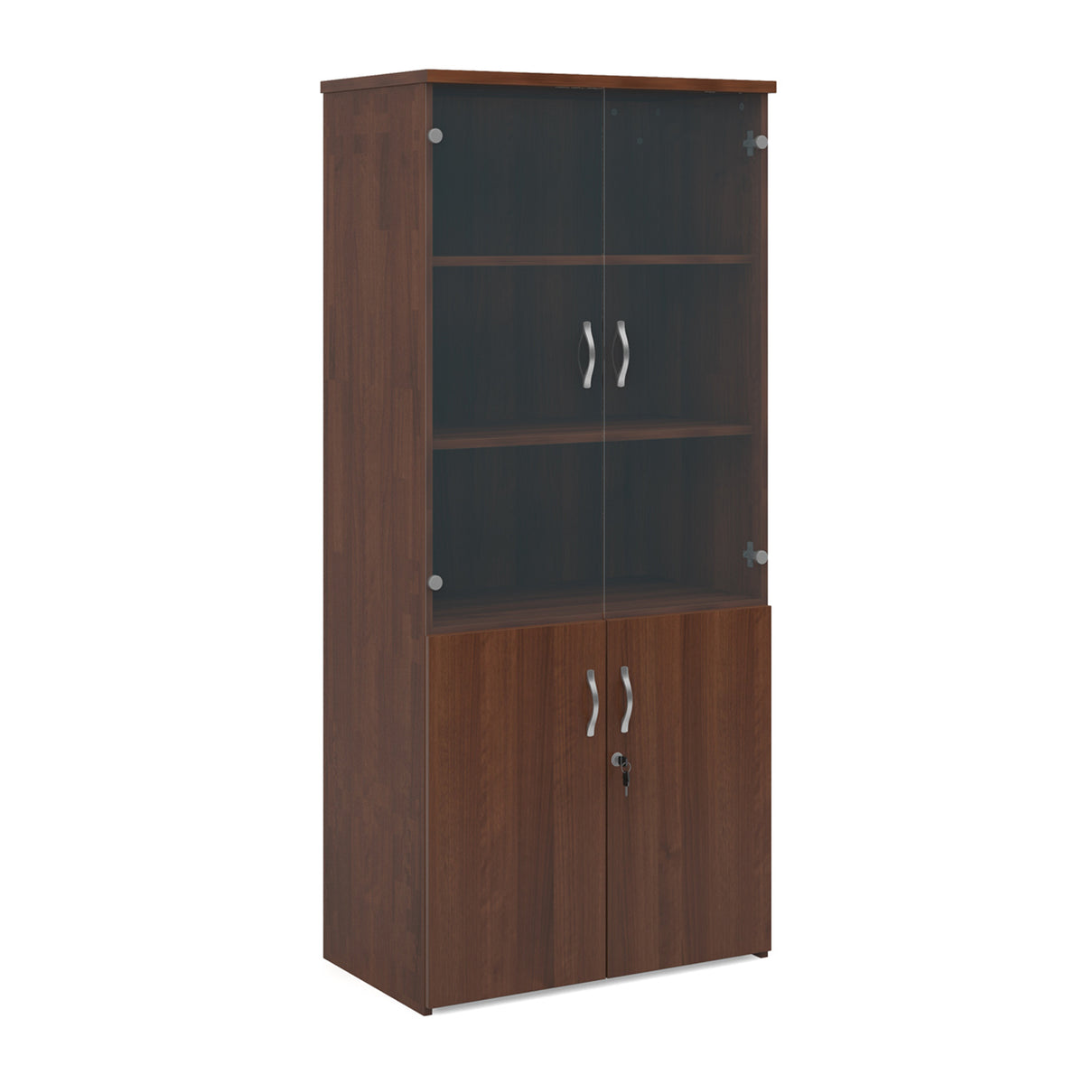 Universal combination unit with glass upper doors 1790mm high with 4 shelves - Walnut - view 1