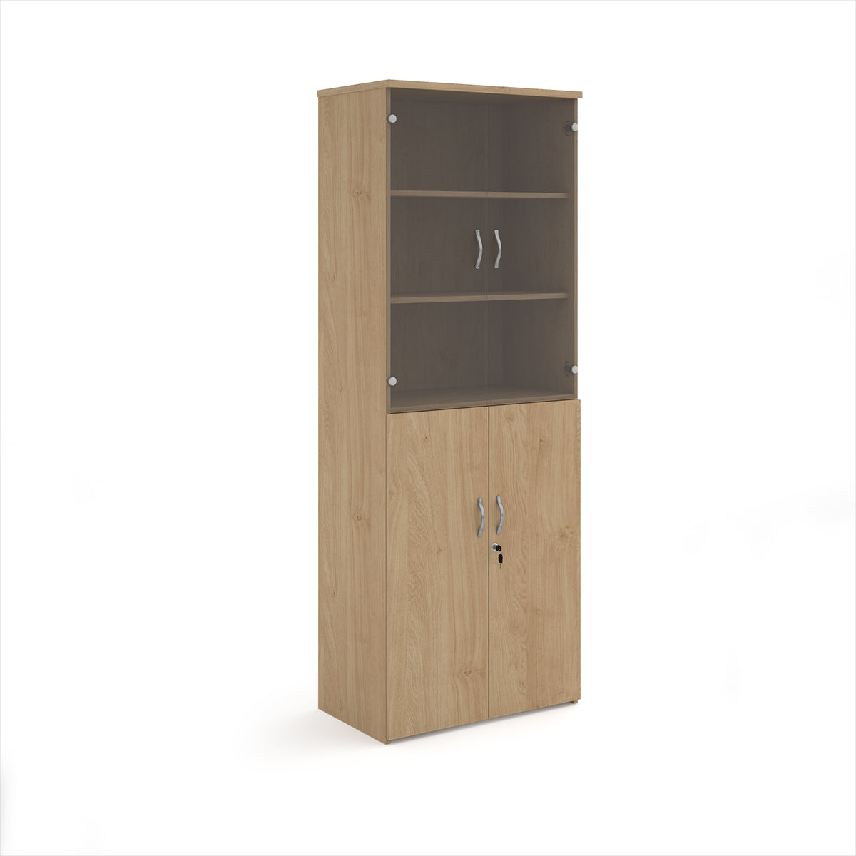 Universal combination unit with glass upper doors 2140mm high with 5 shelves - Kendal Oak - view 1