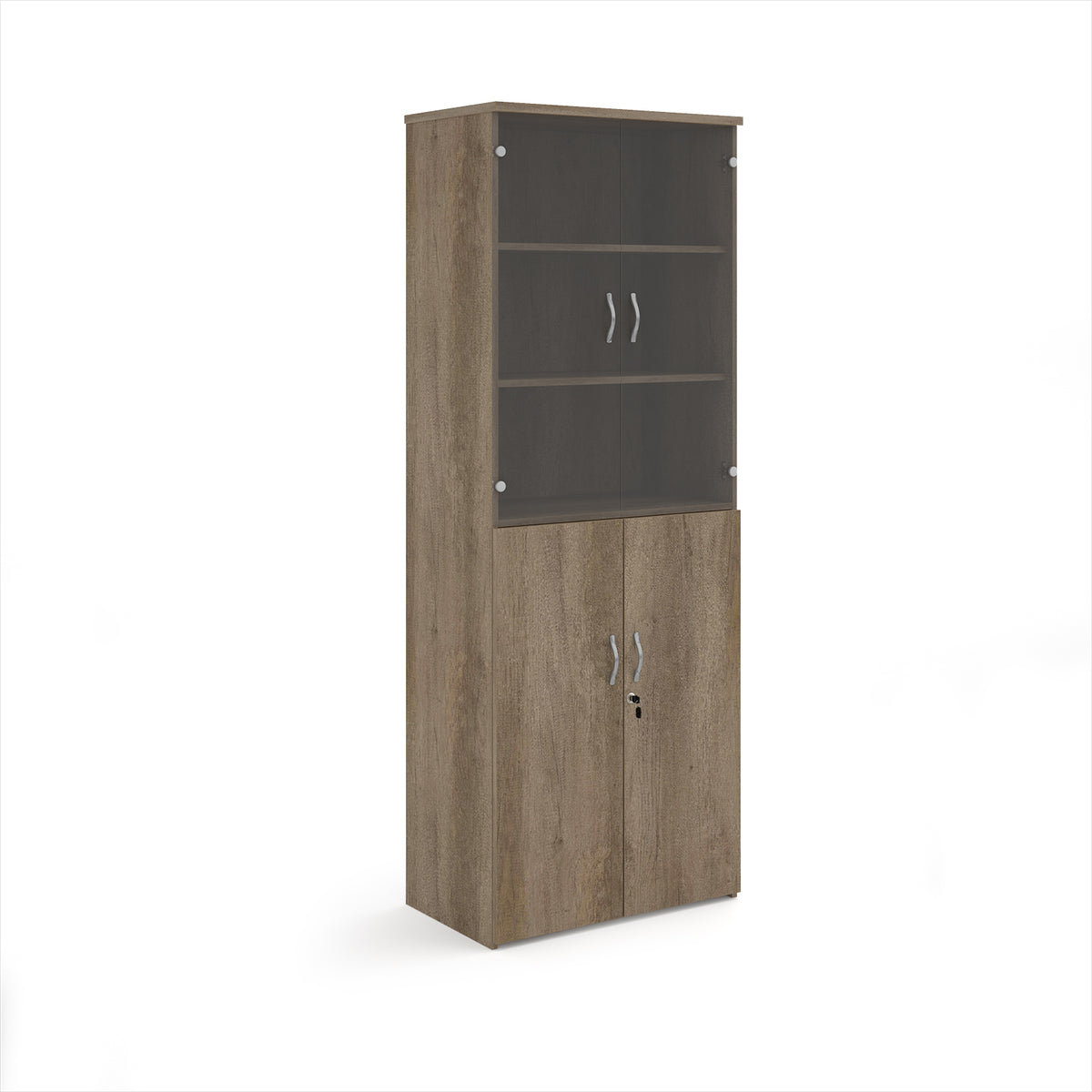 Universal combination unit with glass upper doors 2140mm high with 5 shelves - Nebraska Oak - view 1