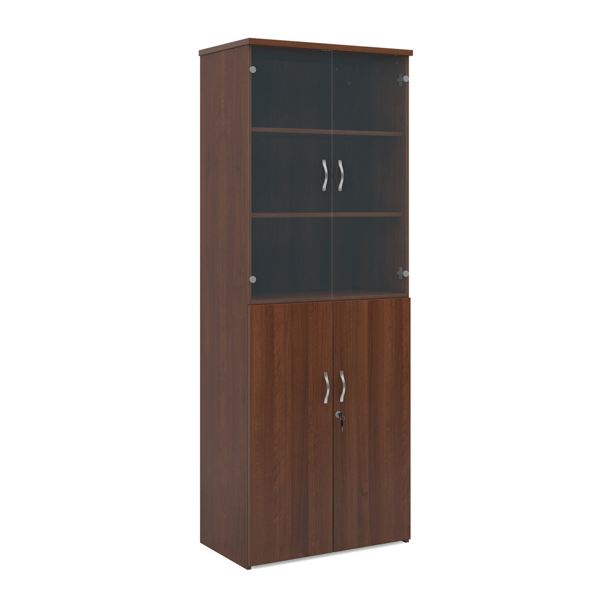 Universal combination unit with glass upper doors 2140mm high with 5 shelves - Walnut - view 1