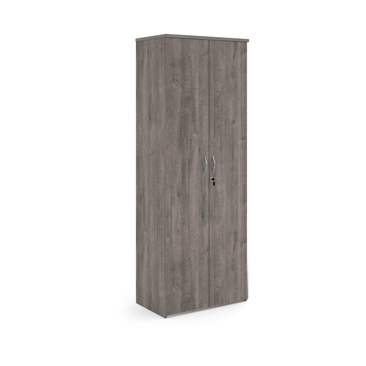 Universal double door cupboard 2140mm high with 5 shelves - Grey Oak - view 1