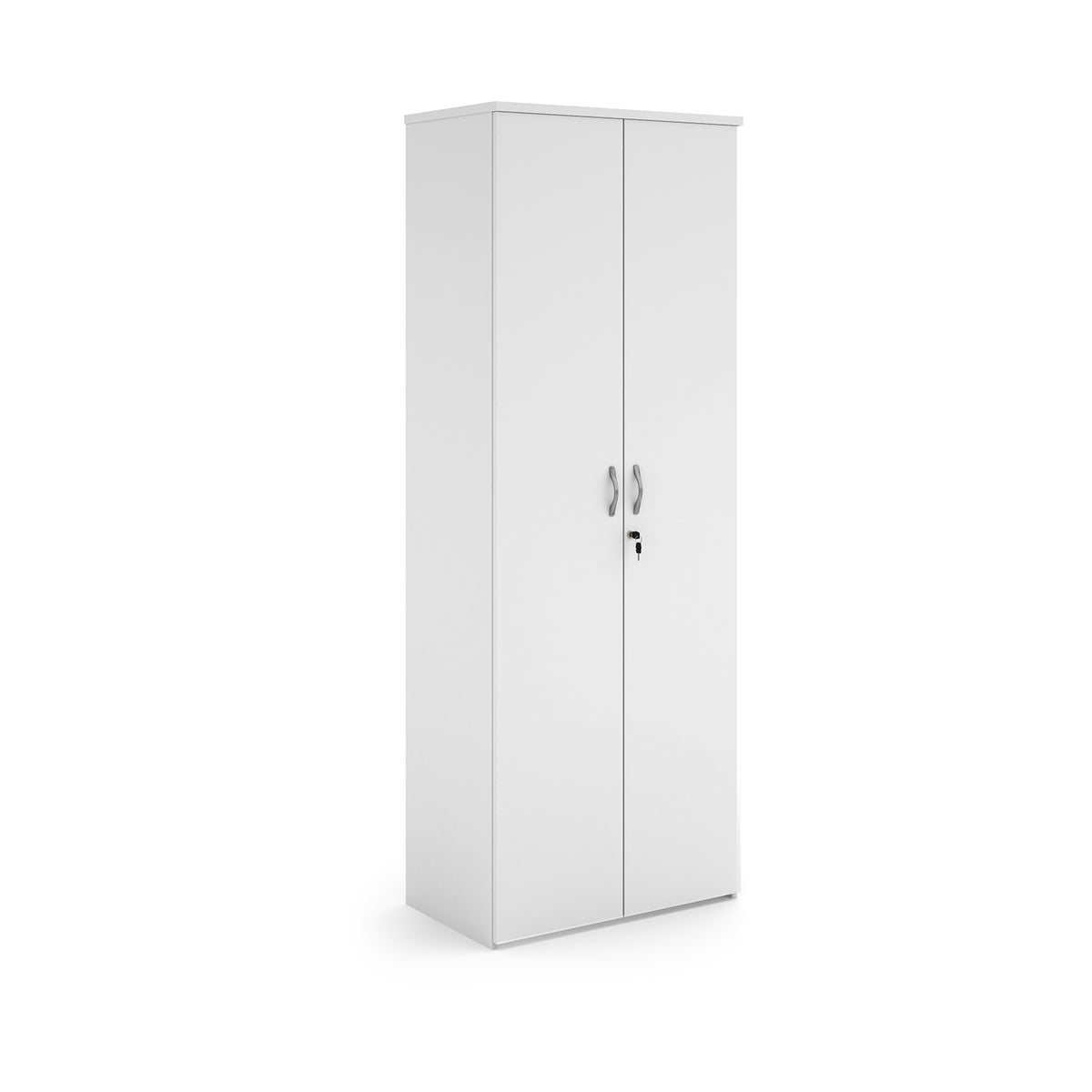 Universal double door cupboard 2140mm high with 5 shelves - white - view 1